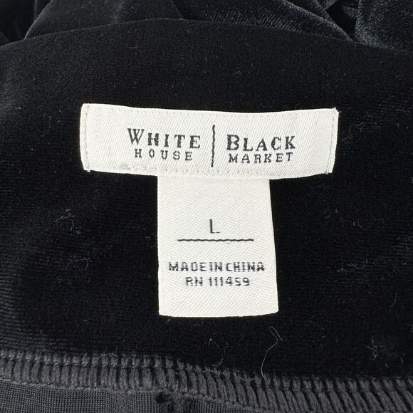 WHBM Velvet Wide Leg Women's Black Velour Pull On Stretch Mid Rise Pants Large - Picture 8 of 16